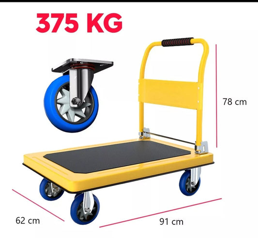 Carrito Tipo Plataforma Carga Plegable Metal Hasta 375 Kg