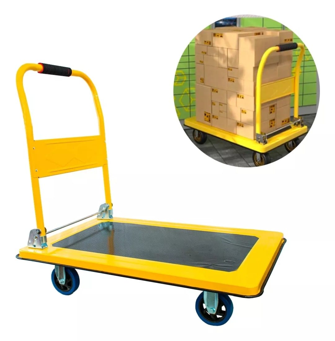 Carrito Tipo Plataforma Carga Plegable Metal Hasta 375 Kg