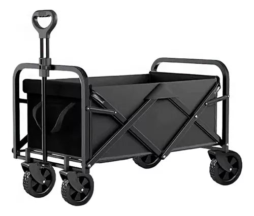 Carrito Vagon Plegable Multiusos Reforzado Camping De Carga Color Negro.