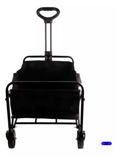 Carrito Vagon Plegable Multiusos Reforzado Camping De Carga Color Negro.