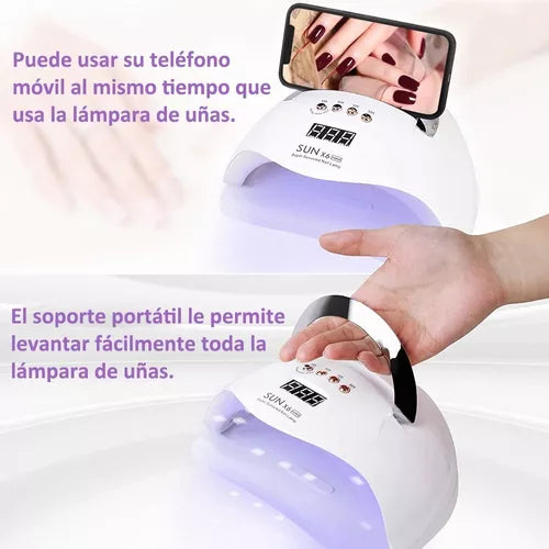 180w 45 Uv Led Lámpara De Uñas Para Esmalte De Gel, Lámpara De Uñas Con 4 Configuraciones De Temporizador Y Pantalla Lcd, Función De Pausa Y Temporizador De Memoria Lámpara De Gel De Curado Rápido