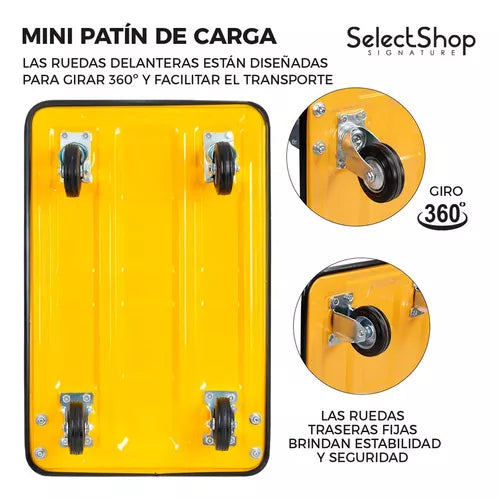 Carrito Plegable De Carga Plataforma Diablito Patin De Acero Color Amarillo