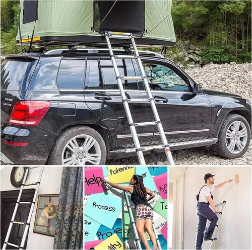 Escalera Retráctil Plegable Portátil De Aluminio De 2 Mts