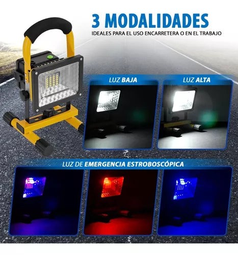 Reflector Led Recargable Lampara Portatil Para Campismo 30w