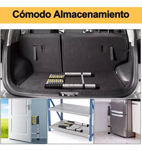 Escalera Retráctil Plegable Portátil De Aluminio De 2 Mts