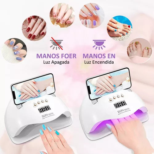 180w 45 Uv Led Lámpara De Uñas Para Esmalte De Gel, Lámpara De Uñas Con 4 Configuraciones De Temporizador Y Pantalla Lcd, Función De Pausa Y Temporizador De Memoria Lámpara De Gel De Curado Rápido