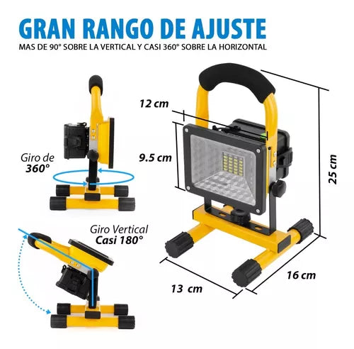 Reflector Led Recargable Lampara Portatil Para Campismo 30w