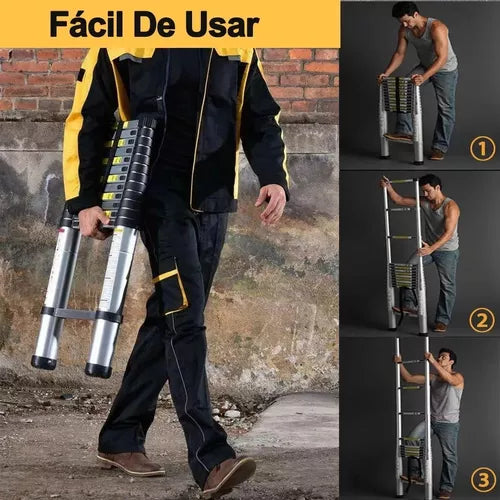 Escalera Retráctil Plegable Portátil De Aluminio De 2 Mts