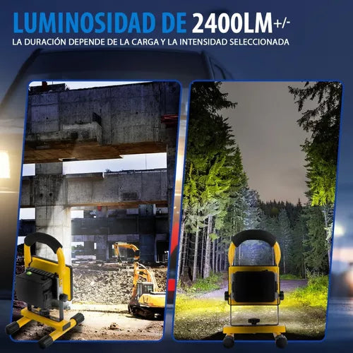 Reflector Led Recargable Lampara Portatil Para Campismo 30w