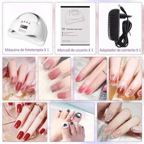 180w 45 Uv Led Lámpara De Uñas Para Esmalte De Gel, Lámpara De Uñas Con 4 Configuraciones De Temporizador Y Pantalla Lcd, Función De Pausa Y Temporizador De Memoria Lámpara De Gel De Curado Rápido