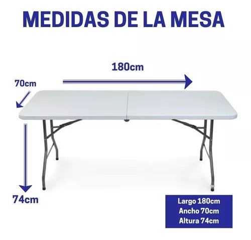 Mesa 180cm de exterior Vitasense Garden MESA-03 de acero/plástico color blanco